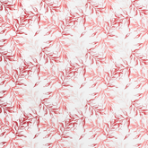 Biancheri—White-Red Pebble —Bay Leaf Print Linen Look Fabric—100% Polyester— (58/59 Inch) Wide—Sold by the Yard—Available for Nationwide Shipping